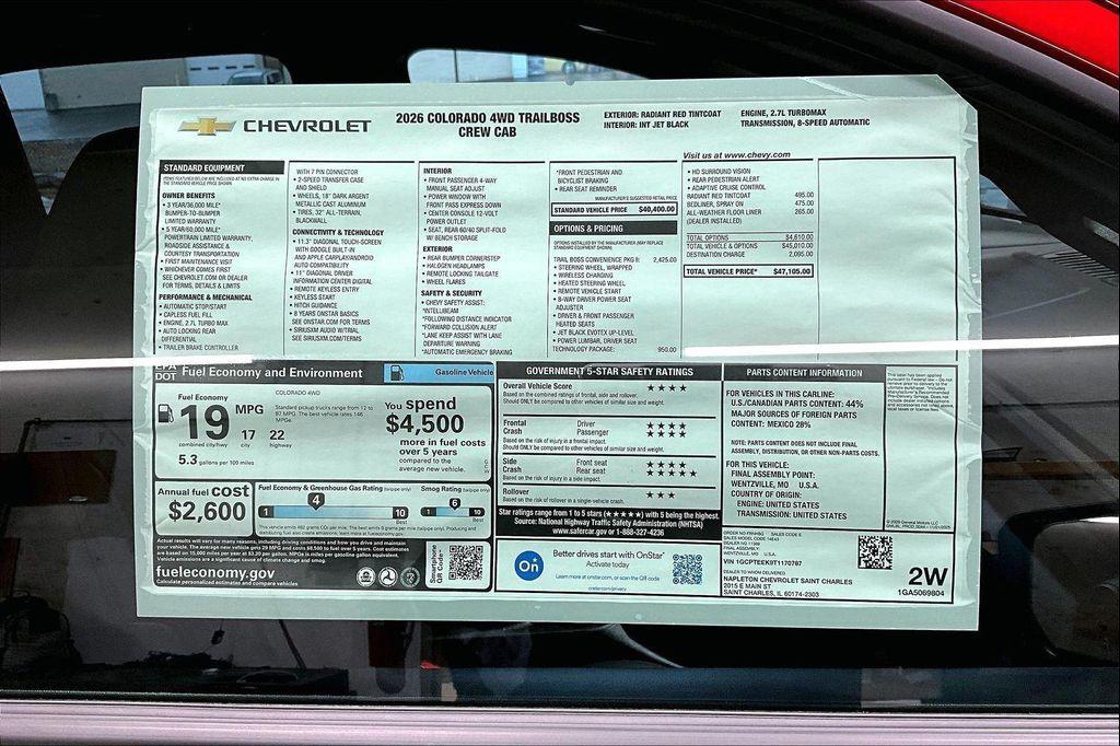 new 2026 Chevrolet Colorado car, priced at $44,250