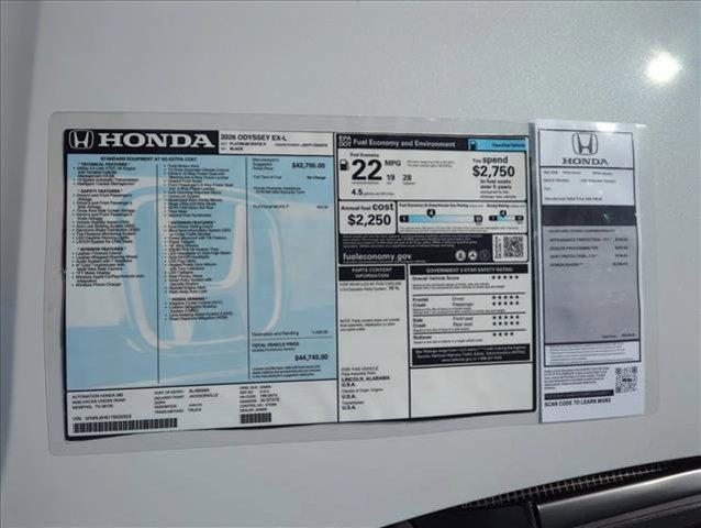 new 2026 Honda Odyssey car, priced at $42,714