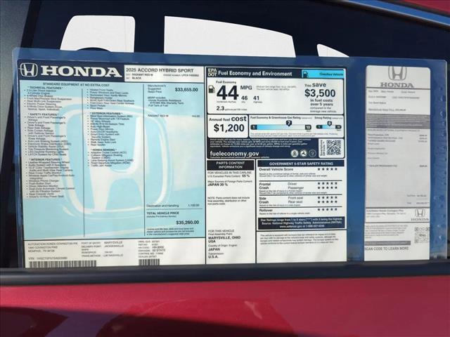 new 2025 Honda Accord Hybrid car, priced at $33,655