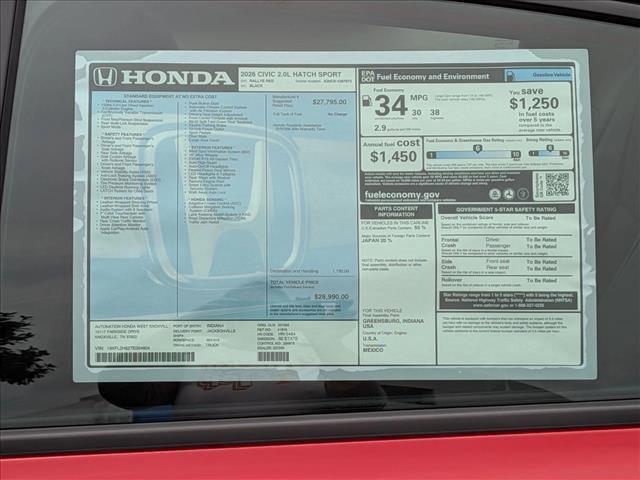 new 2026 Honda Civic car, priced at $27,884