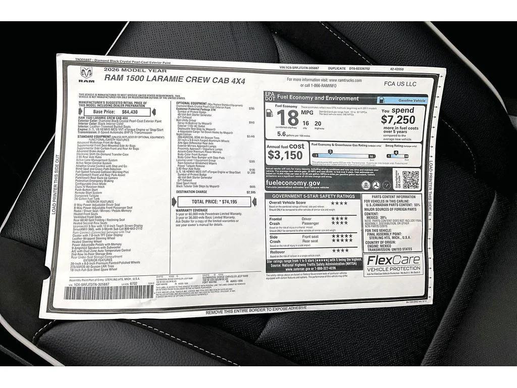 new 2026 Ram 1500 car, priced at $62,264