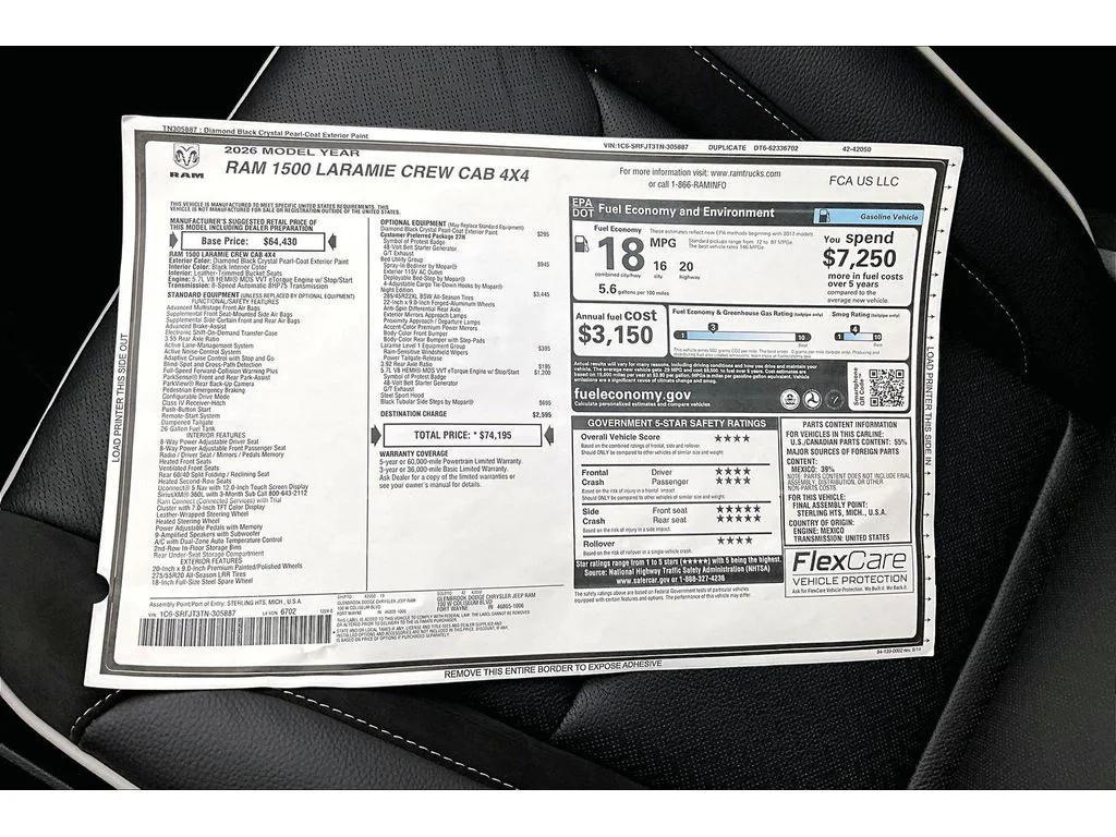 new 2026 Ram 1500 car, priced at $62,458