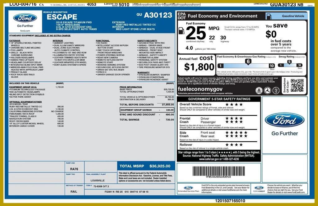 used 2016 Ford Escape car, priced at $10,750