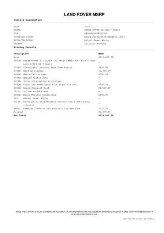 used 2024 Land Rover Range Rover car, priced at $99,971