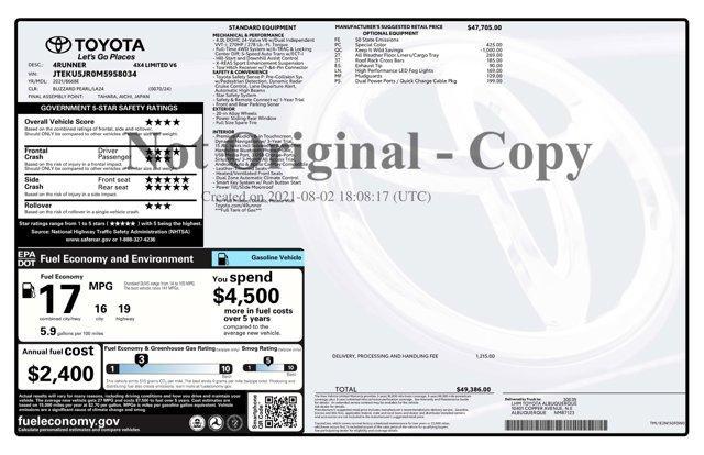 used 2021 Toyota 4Runner car, priced at $41,794