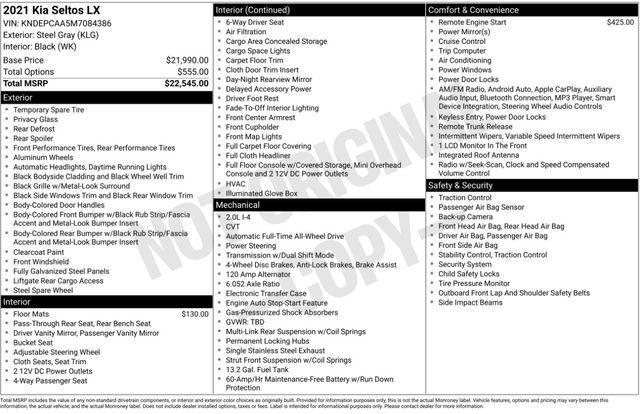 Steel Gray 2021 Kia Seltos LX