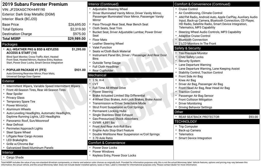 used 2019 Subaru Forester car, priced at $20,987