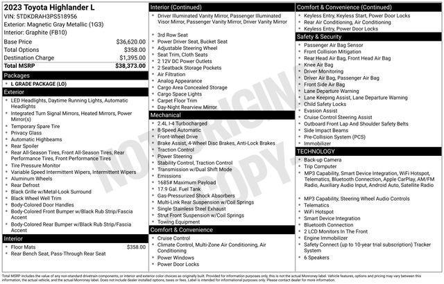 used 2023 Toyota Highlander car, priced at $30,993