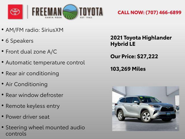 used 2021 Toyota Highlander Hybrid car, priced at $27,222