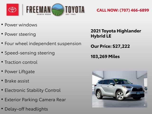 used 2021 Toyota Highlander Hybrid car, priced at $27,222