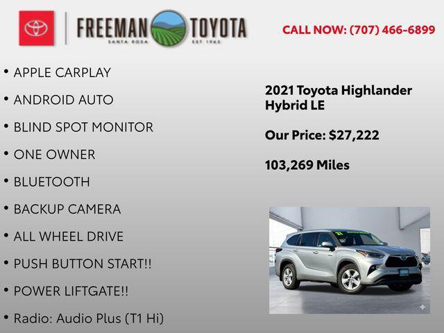 used 2021 Toyota Highlander Hybrid car, priced at $27,222