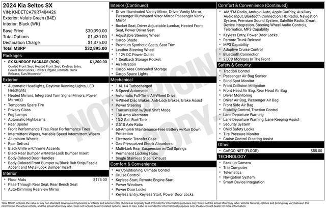 used 2024 Kia Seltos car, priced at $21,992