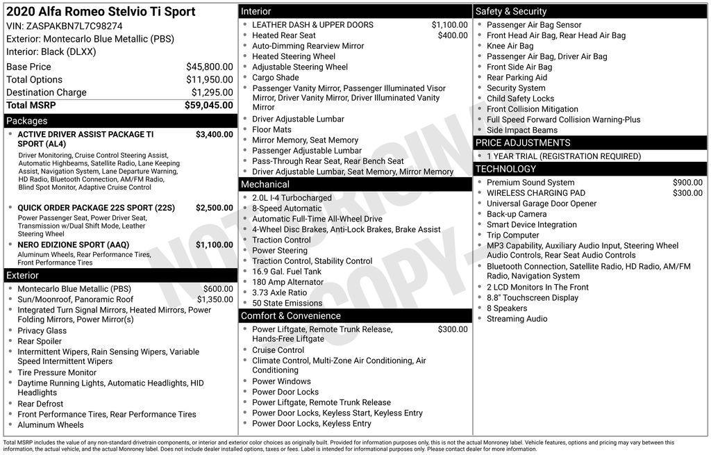 used 2020 Alfa Romeo Stelvio car, priced at $14,631