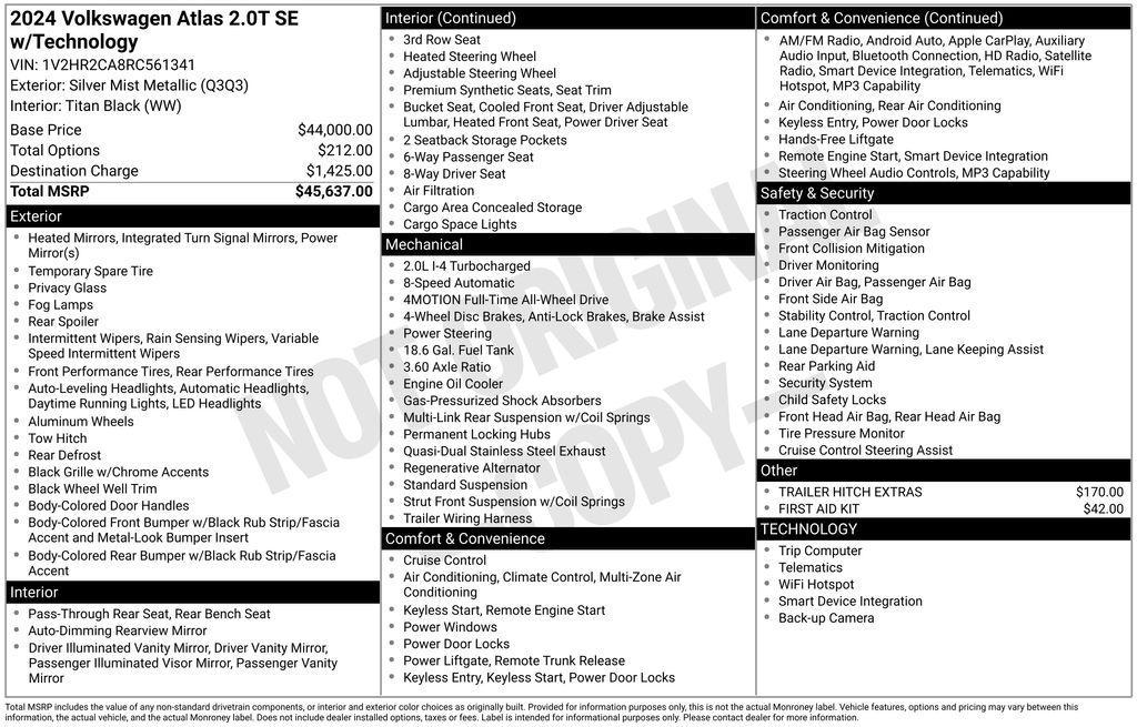 used 2024 Volkswagen Atlas car, priced at $32,324