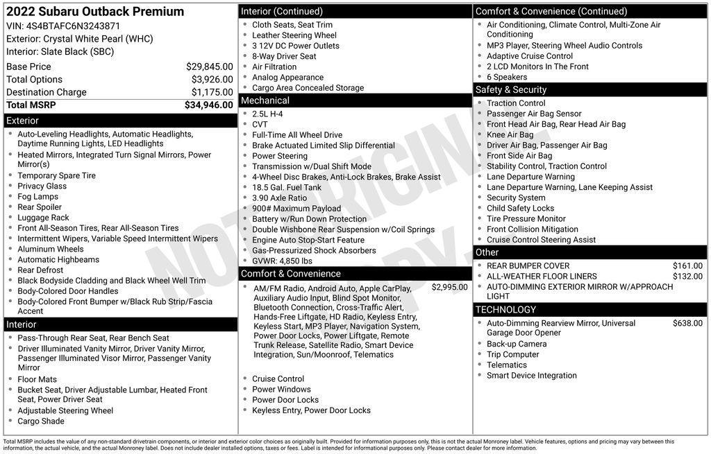 used 2022 Subaru Outback car, priced at $23,758