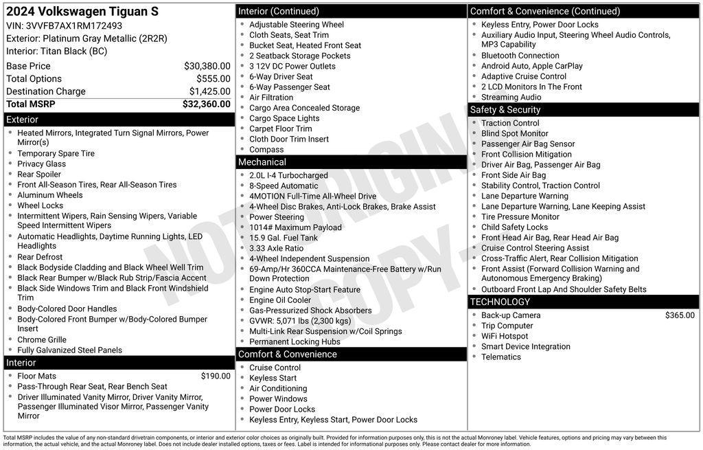used 2024 Volkswagen Tiguan car, priced at $24,143