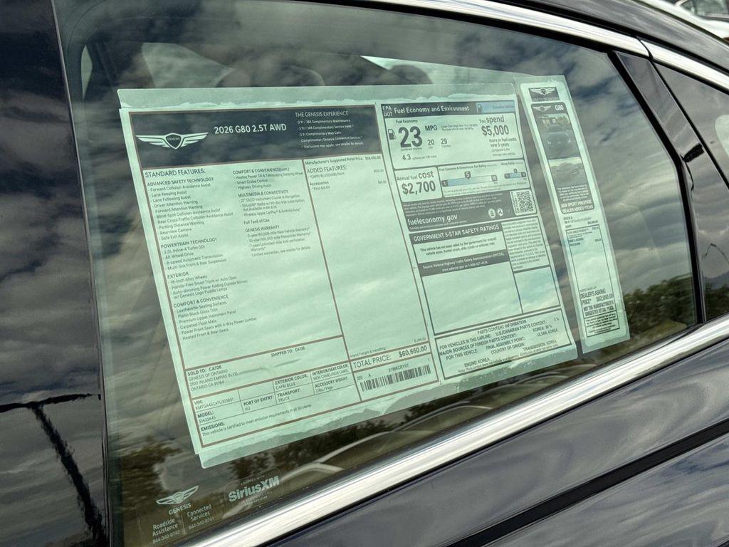 new 2026 Genesis G80 car, priced at $60,660