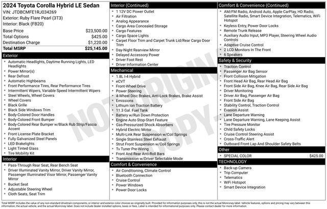 used 2024 Toyota Corolla Hybrid car, priced at $23,400