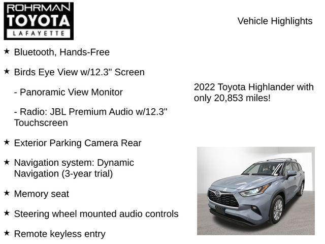 used 2022 Toyota Highlander Hybrid car, priced at $42,839