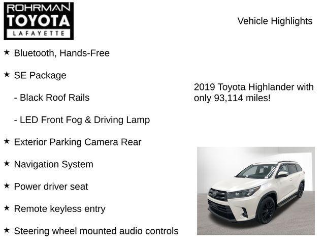 used 2019 Toyota Highlander car, priced at $24,037