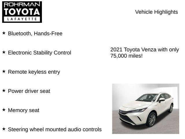 used 2021 Toyota Venza car, priced at $24,437