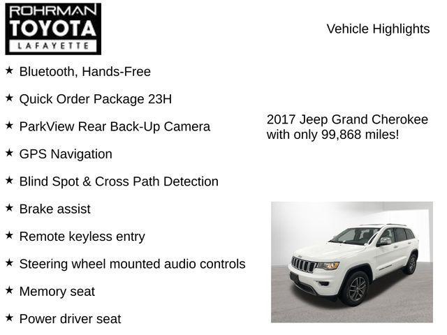 used 2017 Jeep Grand Cherokee car, priced at $15,354