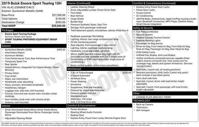 used 2019 Buick Encore car, priced at $13,276