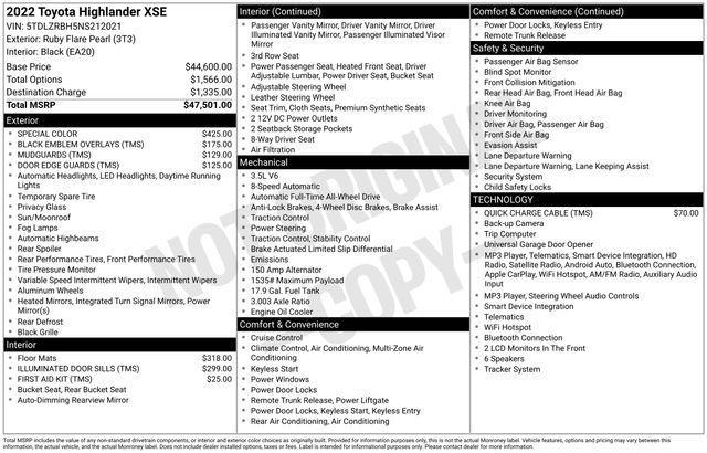 used 2022 Toyota Highlander car, priced at $32,613