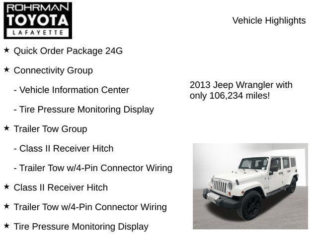 used 2013 Jeep Wrangler Unlimited car, priced at $16,067