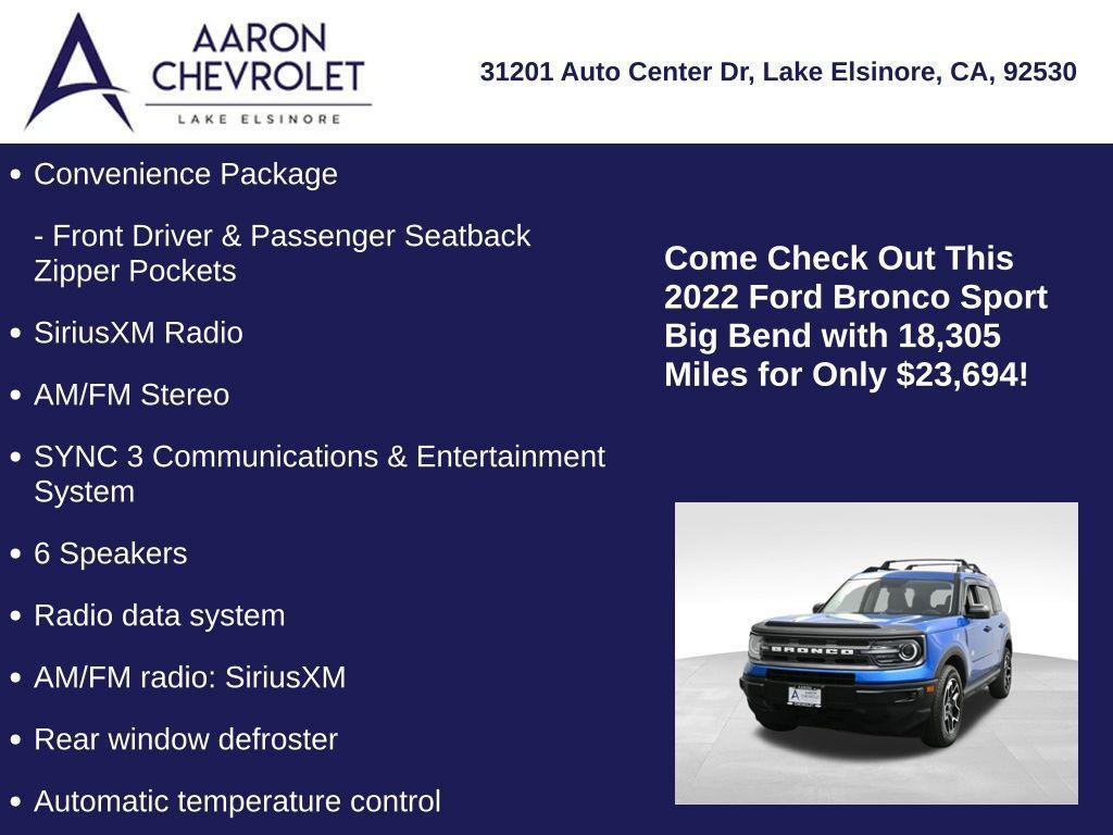 used 2022 Ford Bronco Sport car, priced at $23,694