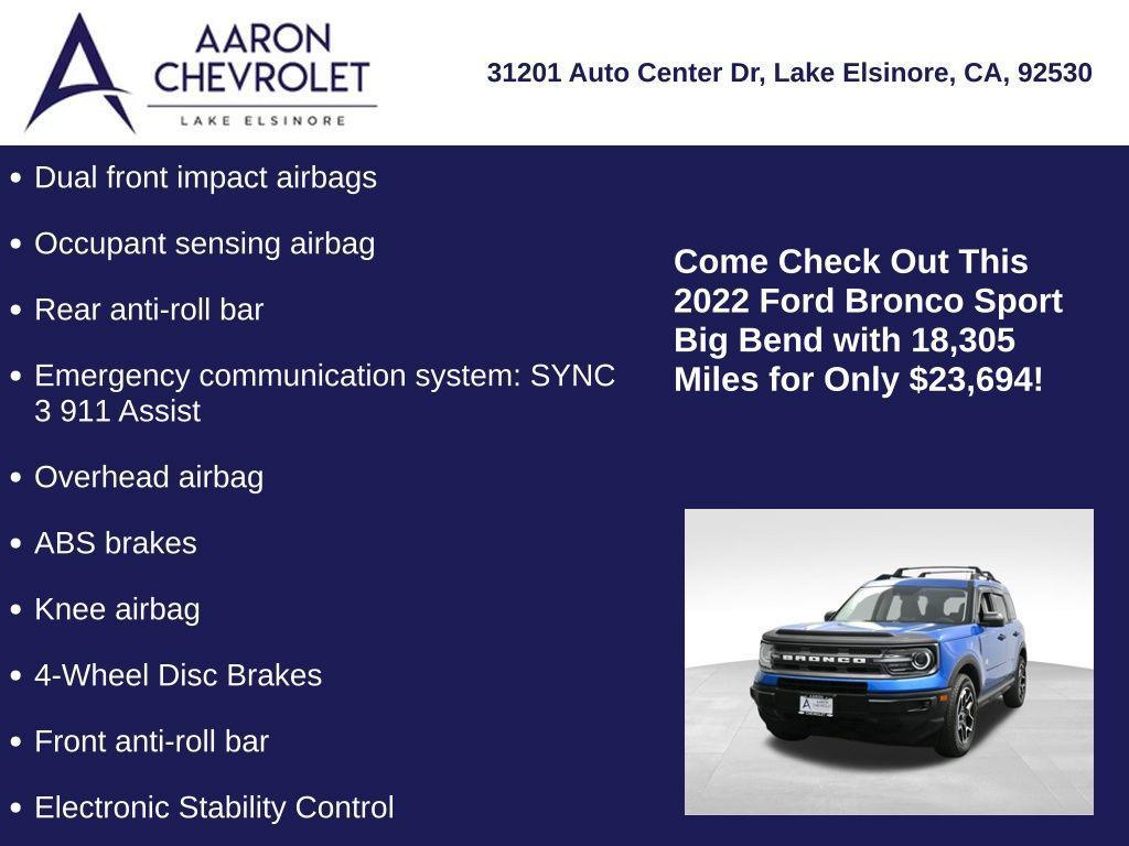 used 2022 Ford Bronco Sport car, priced at $23,694