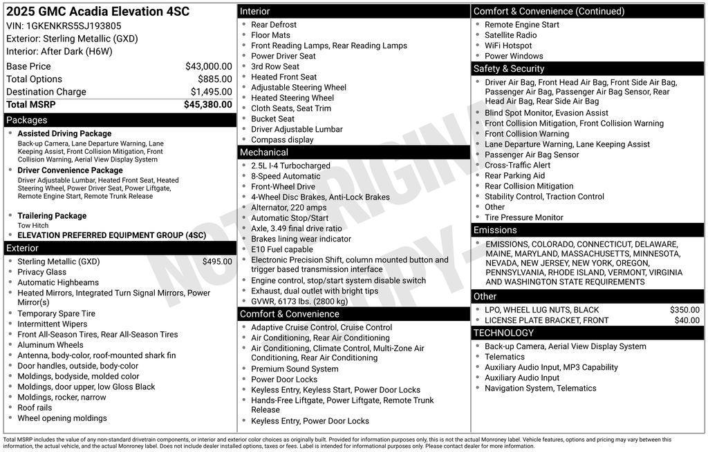 used 2025 GMC Acadia car, priced at $33,254