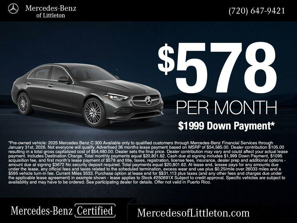 used 2025 Mercedes-Benz C-Class car, priced at $45,385
