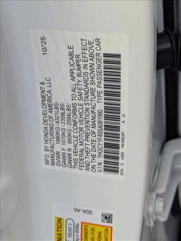 new 2025 Honda Accord car, priced at $30,823