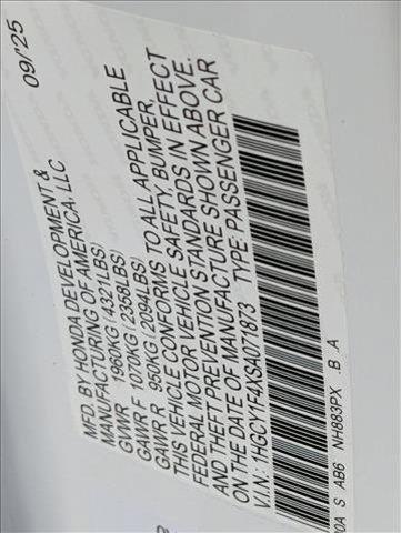 new 2025 Honda Accord car, priced at $30,823