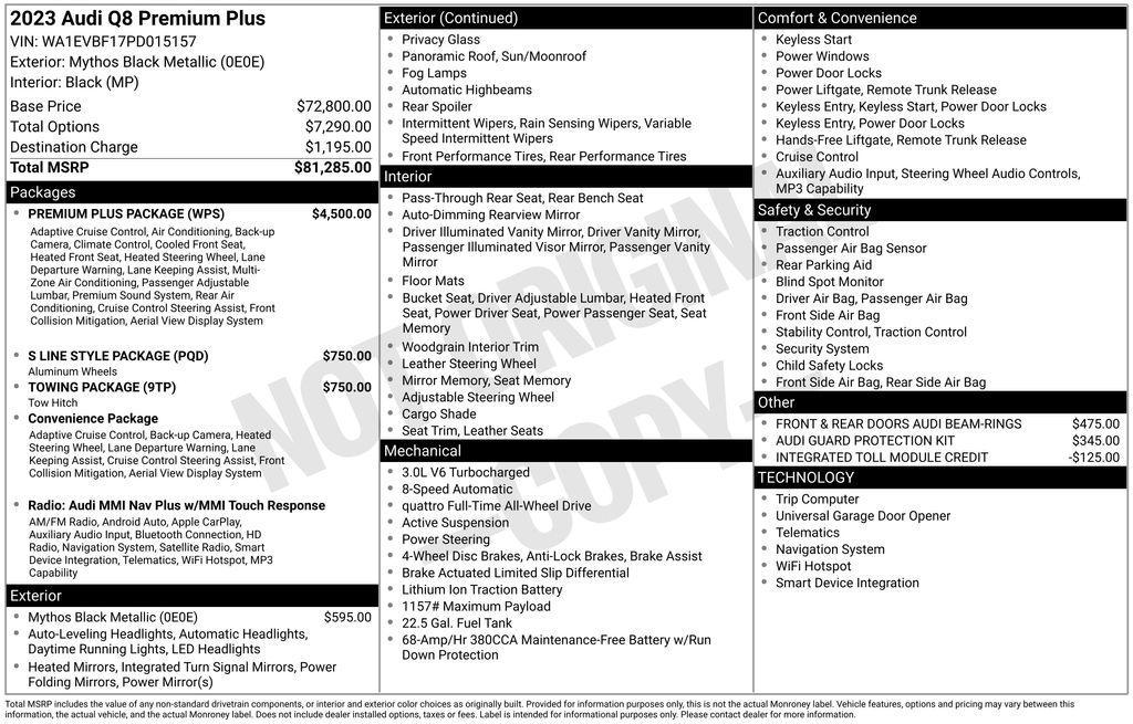 used 2023 Audi Q8 car, priced at $46,700