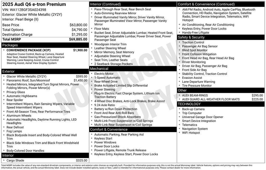 used 2025 Audi Q6 e-tron car, priced at $44,999