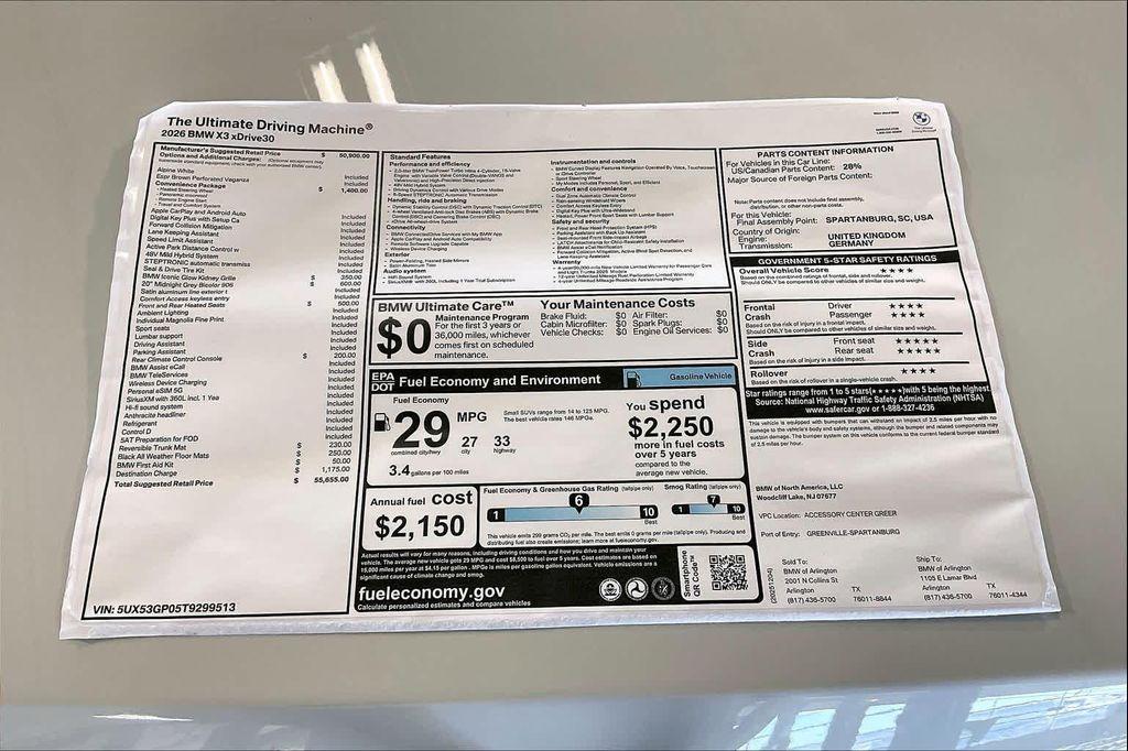 new 2026 BMW X3 car, priced at $55,655