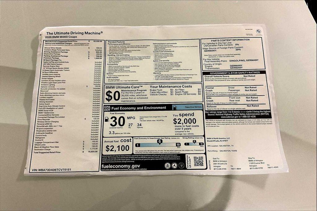 new 2026 BMW M440 car, priced at $70,655