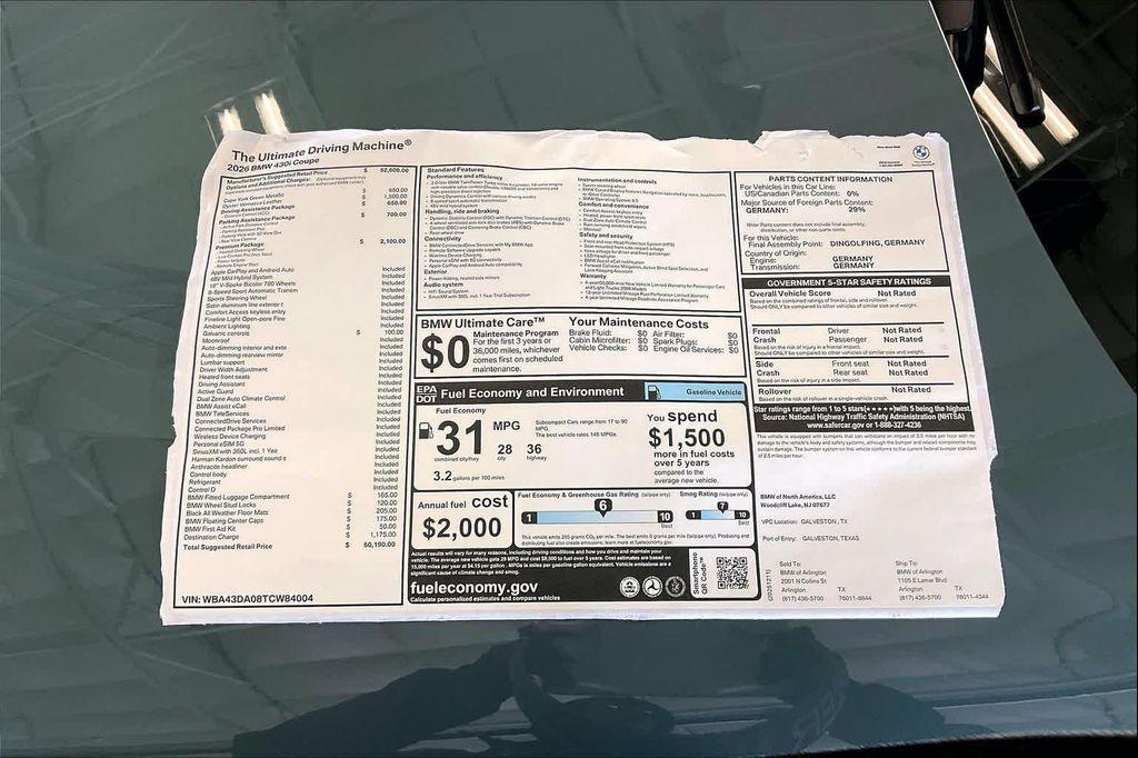 new 2026 BMW 430 car, priced at $60,190