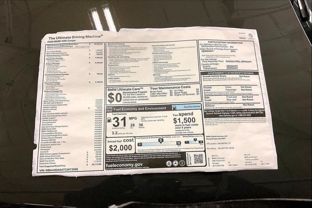new 2026 BMW 430 car, priced at $63,715