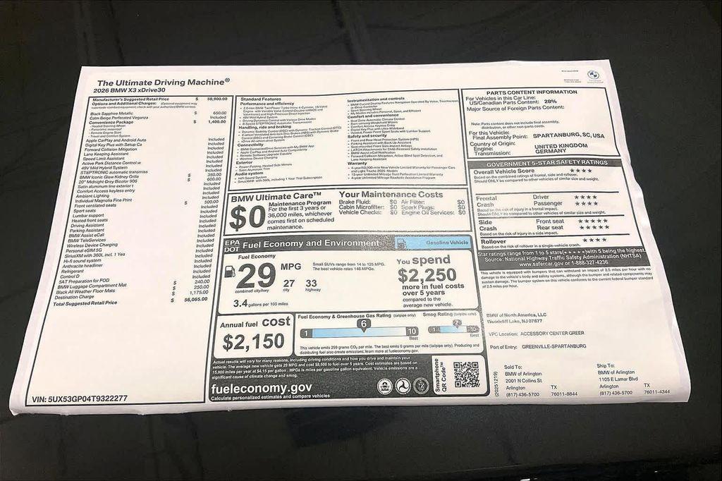 new 2026 BMW X3 car, priced at $56,065