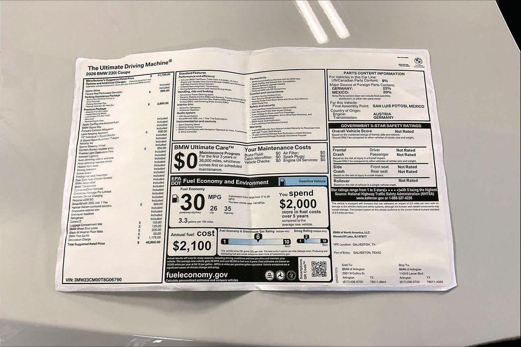 new 2026 BMW 230 car, priced at $48,860