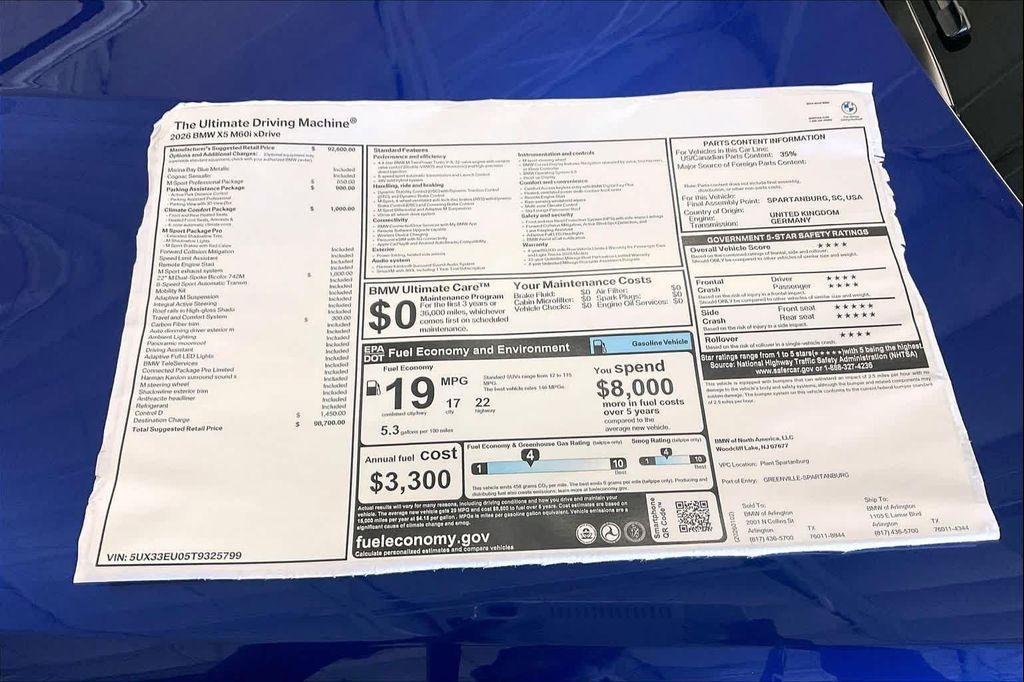 new 2026 BMW X5 car, priced at $98,425