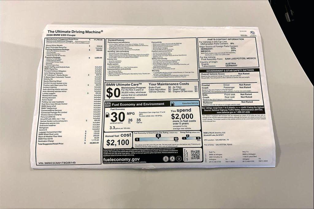 new 2026 BMW 230 car, priced at $49,860