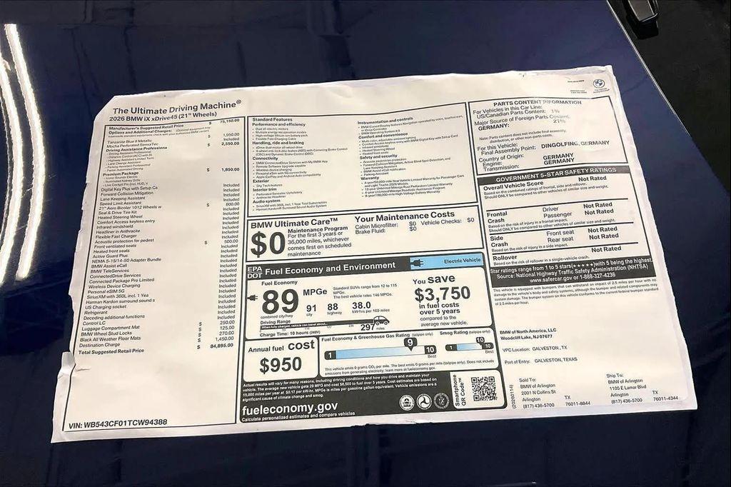 new 2026 BMW iX car, priced at $84,620