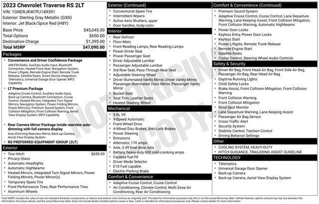 used 2023 Chevrolet Traverse car, priced at $33,986