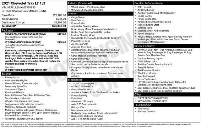 used 2021 Chevrolet Trax car, priced at $14,991