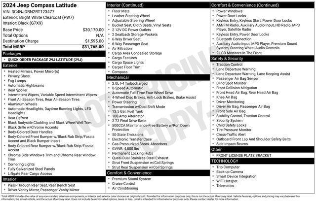 used 2024 Jeep Compass car, priced at $19,300