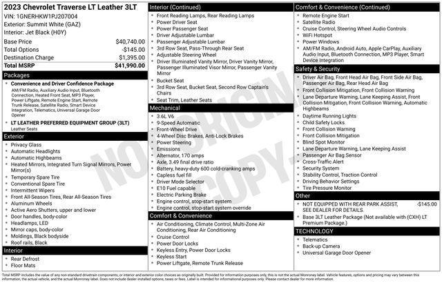 used 2023 Chevrolet Traverse car, priced at $31,642